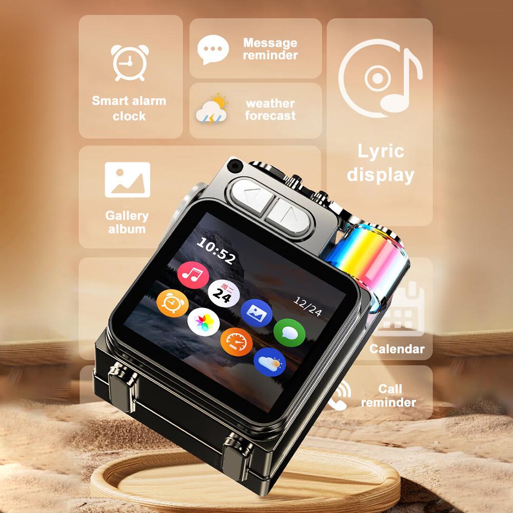 Metal Mechanical Bluetooth Speaker LED Display Screen RGB Desktop Subwoofer Wireless Loudspeaker Support Calendar Alarm Clock