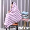 Coral Velvet Two-Color Striped Towel - Large, Thick, Absorbent, No Shedding, Ideal for Bathing & Children's Face Washing