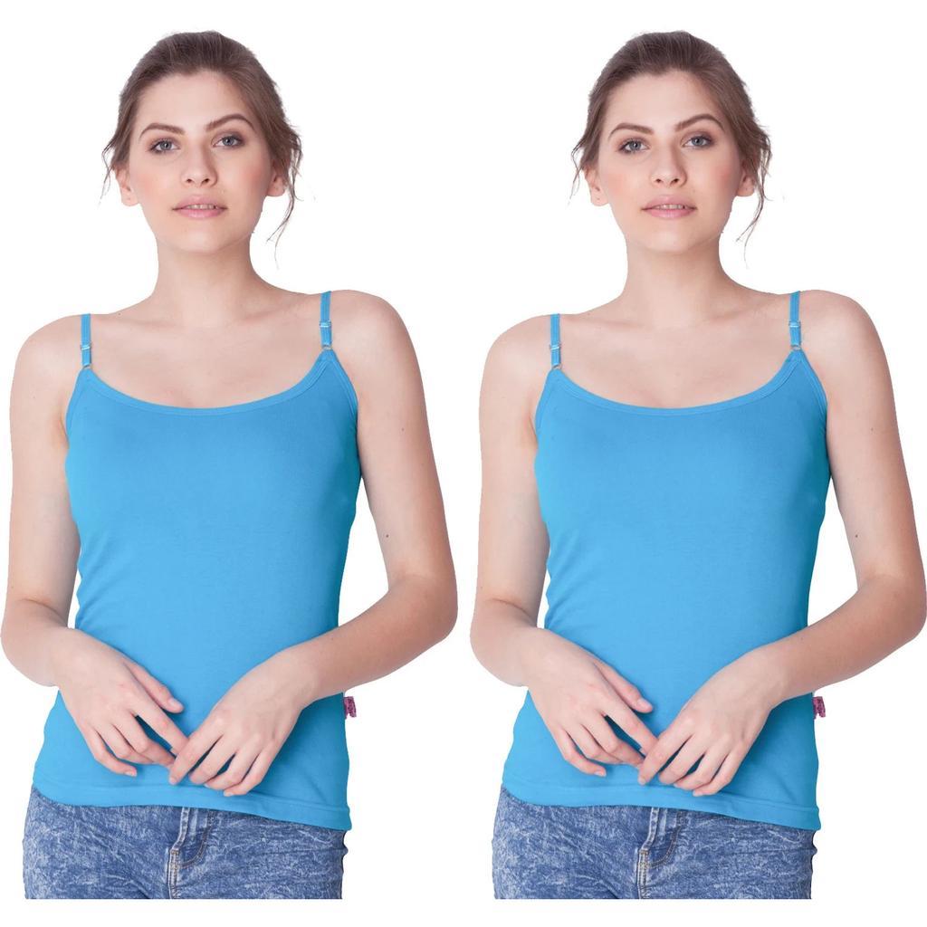 Women's Cotton Sleeveless Camisole with Adjustable Spaghetti Straps Tank Top