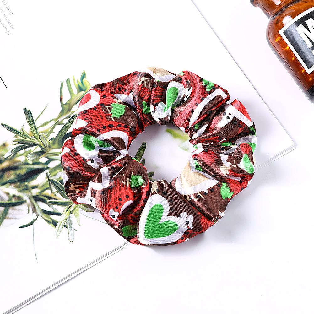 New Satin Printed Flower Floral Scrunchie Women Girls Elastic Hair Rubber Bands Accessories Tie Hair Ring Rope Holder Headdress
