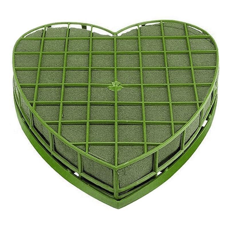 Wedding Car Heart Shape Flower Foam Cage Box with Suction Cup Green Styrofoam Wet Floral Block Artificial Mud Florist Party