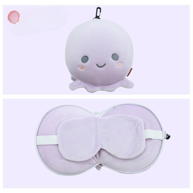 Cute Animal 2 In 1 Travel Pillow with Eye Mask Soft Portable Design Perfect for Kids Travel Airplane and Outdoor Napping