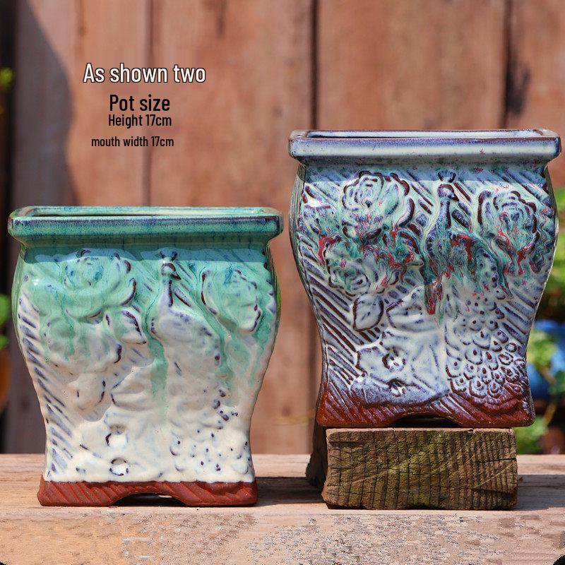 Handgefertigter weißer Grobkeramik-Blumentopf im europäischen Stil für Grünpflanzen, Rosen, Hortensien und Sukkulenten