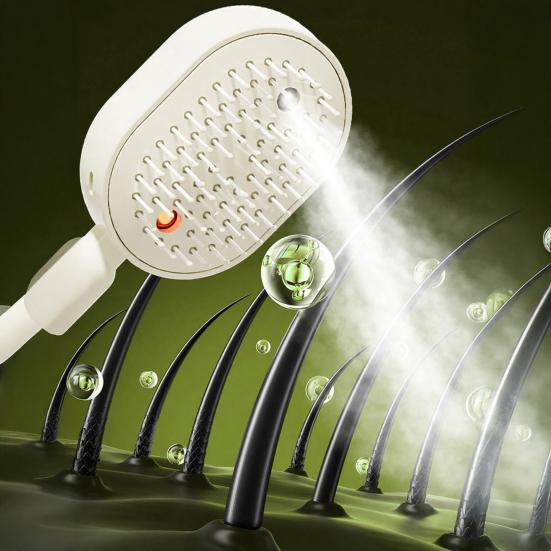 Electric Steam Hair Brush with Water Spray Reduce Frizz Anti-Static Misting Hairbrush Portable Travel Cordless Fluffy Hair Detangling Brush