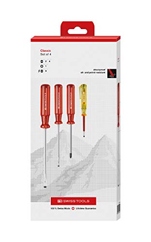 PB Swiss Tools 4-Piece Classic Handle Screwdriver Set (Slotted and Phillips) in Paper Box, 1530.CBB