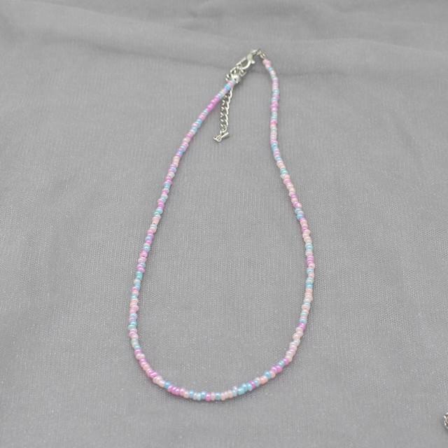 Jednoduché perličky Prameň Choker Náhrdelník Dámsky Šnúrkový golier Farebný ručne vyrobený Bohemia Collier Femme Jewelry Darček