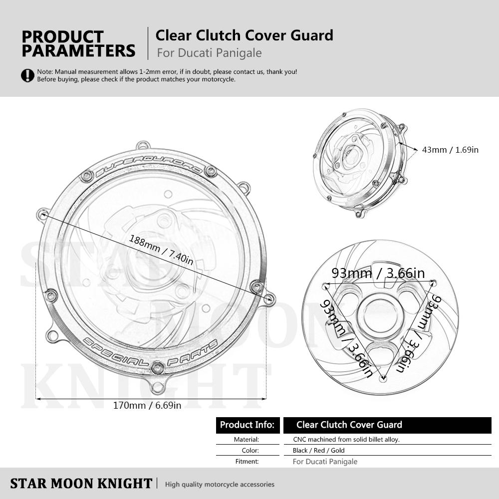 Clear Clutch Cover Protector Guard for Ducati Panigale 1199 1299 959 R S 2012- 2018 2017 2016 2015 2014 2013 Motorcycle