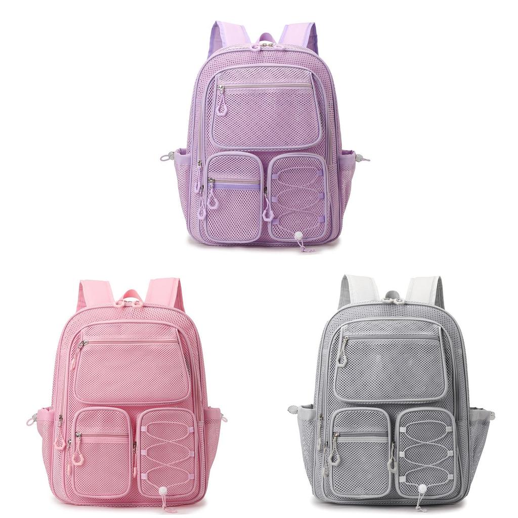 Mesh Hollow Out Casual Backpack With Multiple Pockets For Travel And School Use