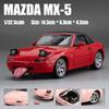1/32 Mazda MX-5 miniaturní odlitek Miata Roadster hračka model auta zvuk a světelné dveře otevíratelné sběratelský dárek pro děti chlapce i dítě