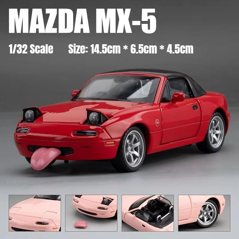 1/32 Mazda MX-5 Miniature Diecast Miata RoadSter Toy Car Model Sound & Light Doors Openable Collection Gift for Children Boy Kid