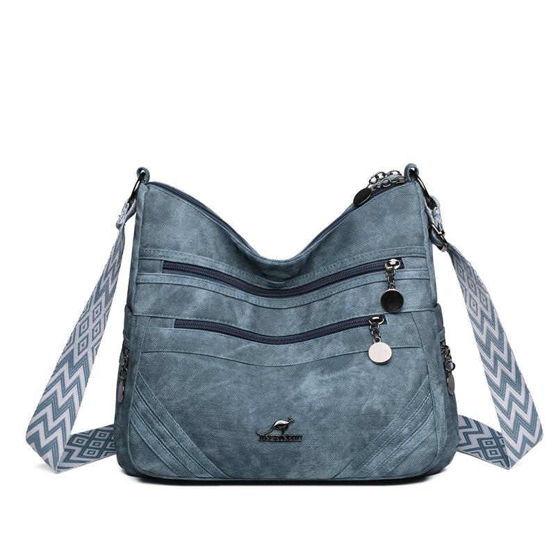 

Women s Bag Fashion Mother Bag Retro Soft Leather Large Capacity Crossbody Bag синій