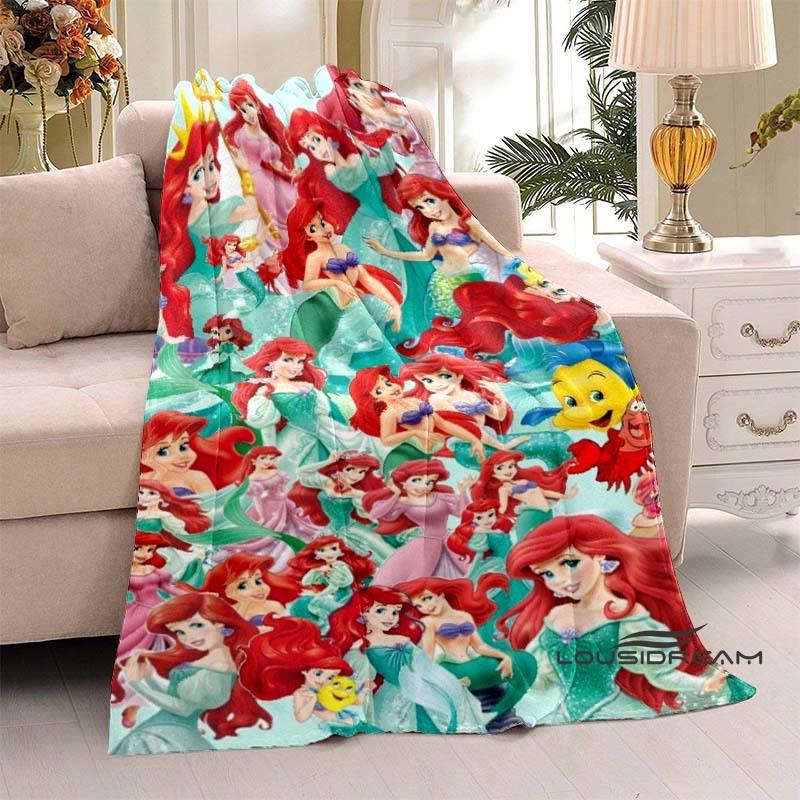 3D Printed Cute Cartoon The Little Mermaid Blanket, Home & Travel Blanket, Soft and Fluffy Winter Blanket Gift for Children and