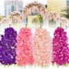 10PCS Multicolor Vine Wreath Silk Petals Flower Vine Garland Silk Flowers String  Scene Ornament