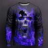 2026 neues Herbst/Winter 3D-Druck Flammen-Kratzmuster 3D-Druck Herren Rundhals-T-Shirt Langarm Locker Mode Oberteil