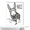 Funny Bathroom Wall Art Animal Canvas Wall Unframed Artwork Decor Farmhouse Black And White Painting for Home Bathroom Restroom
