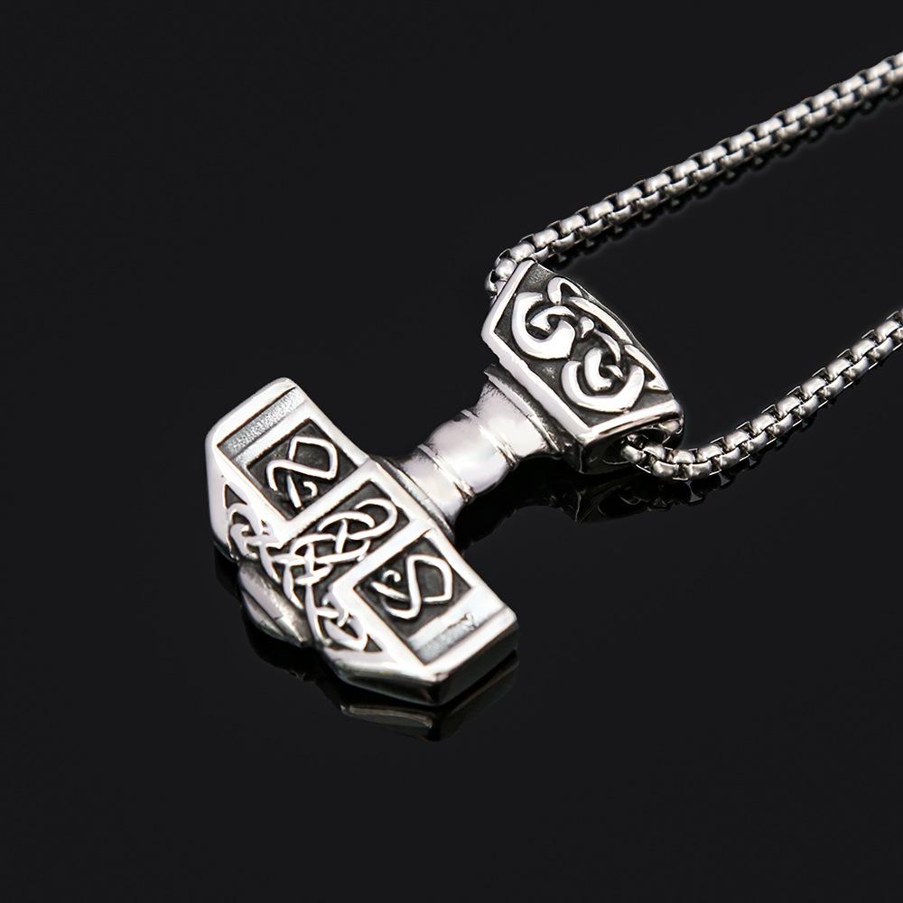 Thor's Hammer Pendant Necklaces for Men's Viking Nordic Celtic Stainless Steel Jewelry Hypoallergenic Amulet Gifts