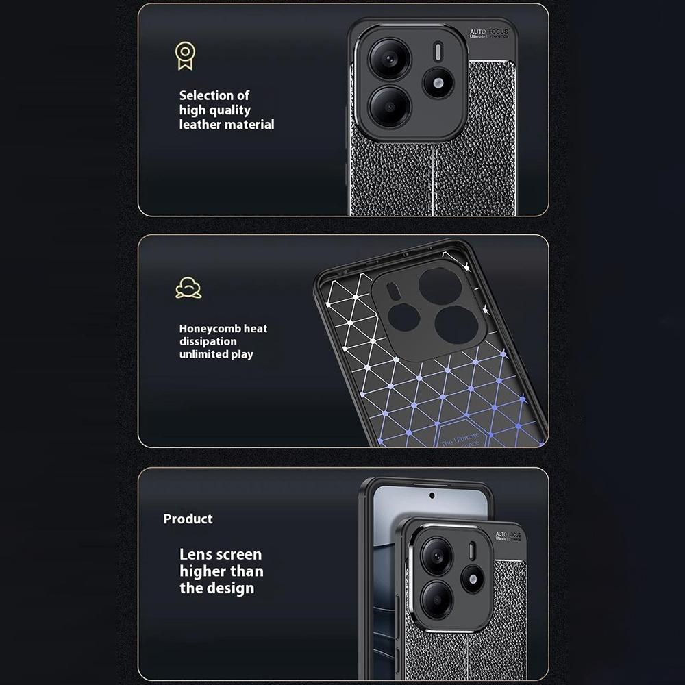 For Xiaomi Redmi Note 14 5G Case Litchi Texture TPU Flexible Phone Cover,Black
