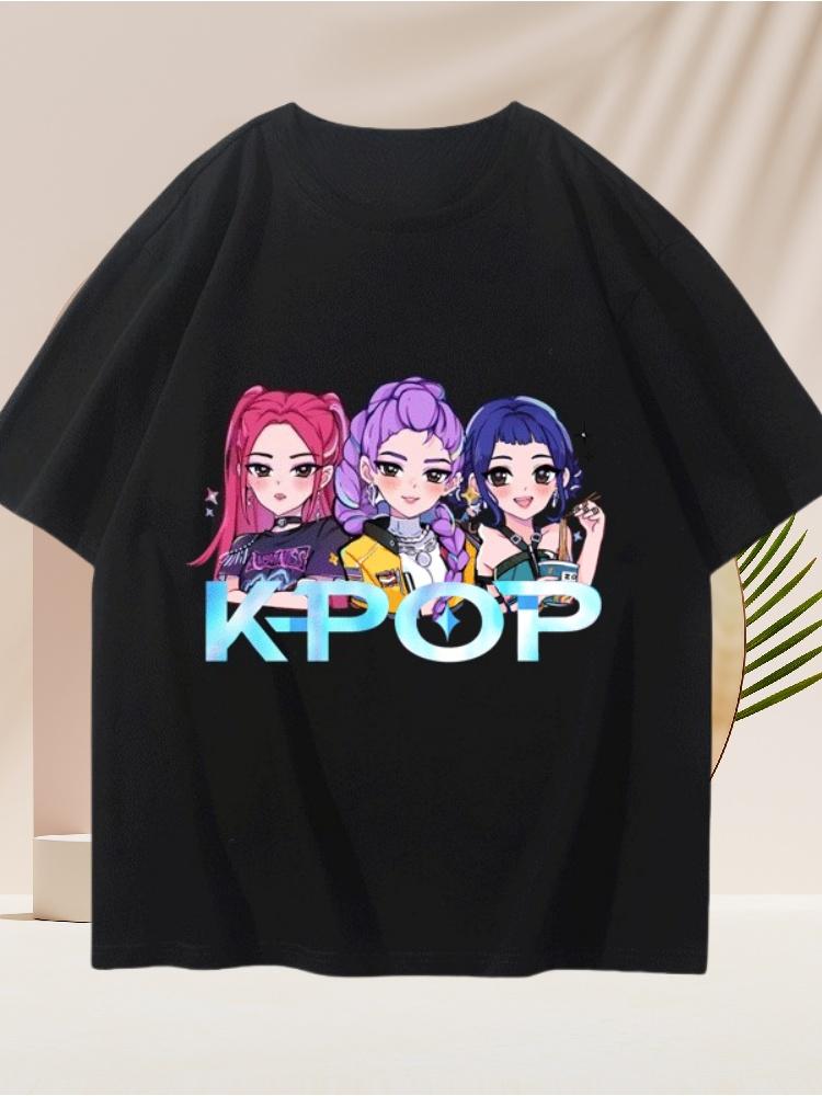 KPOP Demon Hunter Girl Group Merch Zoey Mirala Short Sleeve Printed Unisex Summer Versatile Cotton T-shirt Fashion Trend