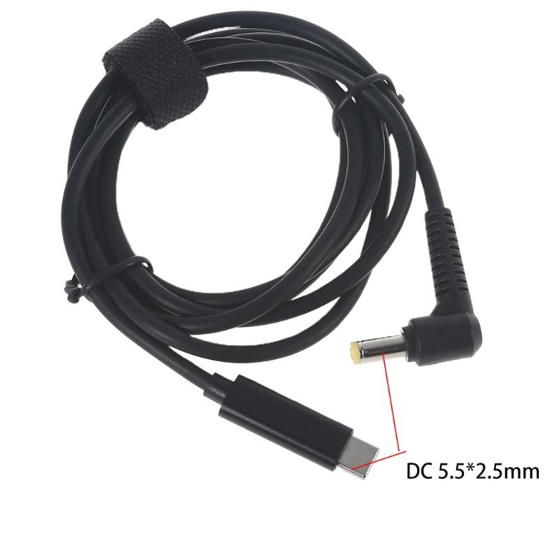 PD 65W Type C to for DC 5.5x2.5mm Braided Cord Power Adapter Cable Laptop Fast Charging Power Accessories