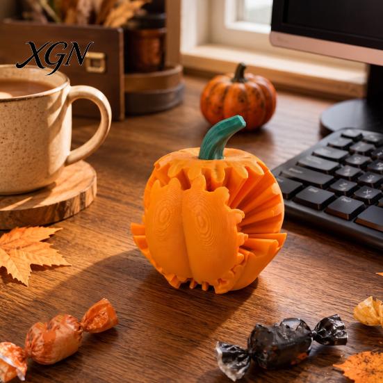 Creative Desktop Decoration 3D Printed Gear Ball Pumpkin Fidget Toy, Flexible Spinner Ornaments, Stress Relief Sensory Toys Toy for Home Office