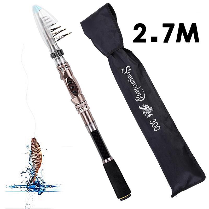 SOUGAYILANG Canne à pêche rotative Cabon 1.5-3.3M poteau télescopique voyage pêche en eau douce en eau salée