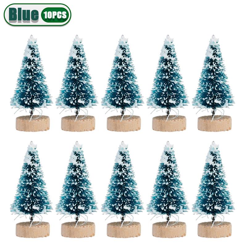 10-100PCS Mini Christmas Bottle Brush Trees Village Ornaments Plastic Trees with Wooden Base Miniature Xmas Tree Decorations Set