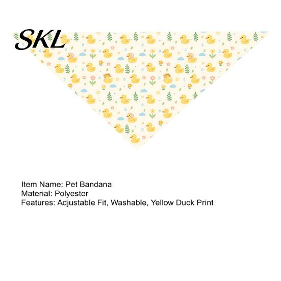 Dog Bandana Soft Fabric Cute Duck Cat Bandana, Yellow Print Pet Breathable Scarf Scarf, Adjustable Triangular Neck for Cats Small Dogs