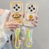 KEYSION Cartoon Niedlich Plüsch Stickerei Hülle für Redmi 14C mit Lanyard Weiche Silikon Stoßfeste Handyhülle für Xiaomi POCO C75