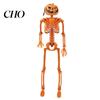 Scary Doorway Hanger 40cm Pumpkin Head Skeleton for Halloween Decoration, Movable Joint Indoor Hanging Ghost Skull Figurine with Lanyard, Spooky Party