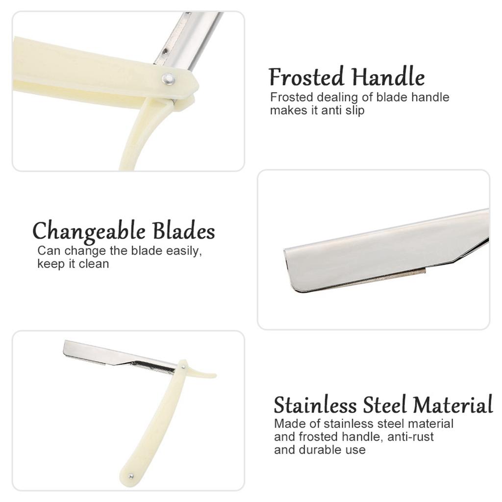 Barber Straight Hair Clipper Salon Folding Blade with Blade Black
