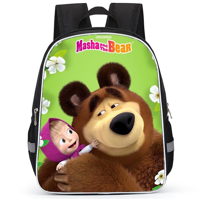 Masha And Bear School Bag Elementary School Cartoon High Definition Printing Large Capacity Zipper Oxford Lightweight Ridge Backpack