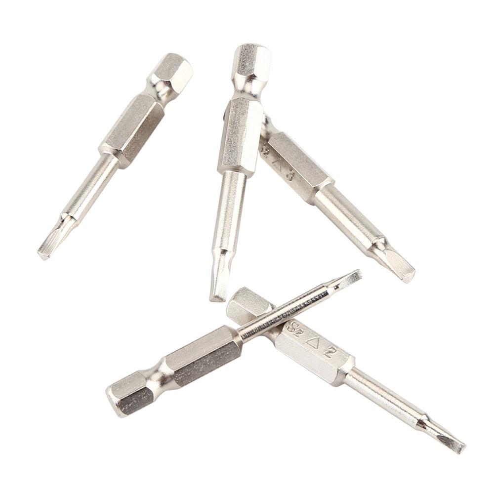 5 Pcs 1/4 Inch Hex Shank Magnetic Triangle Screwdriver Bits Set 50mm Length 1.8/2.0/2.3/2.7/3.0mm Triangle Head Screwdriver Bits