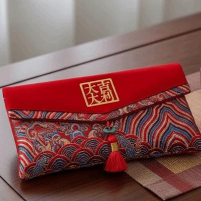 Traditional Spring Festival Red Envelope Magnetic Snap with Tassel Lucky Money Packet Spring Festival Supplies Thickened