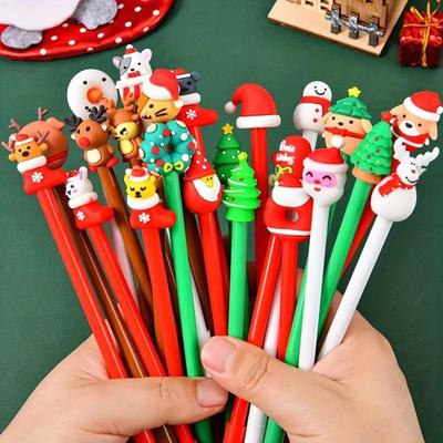 Lot de 50 stylos à encre gel de Noël, 5 ml, stylos à bille fantaisie de Noël, encre gel noire, personnages de Noël