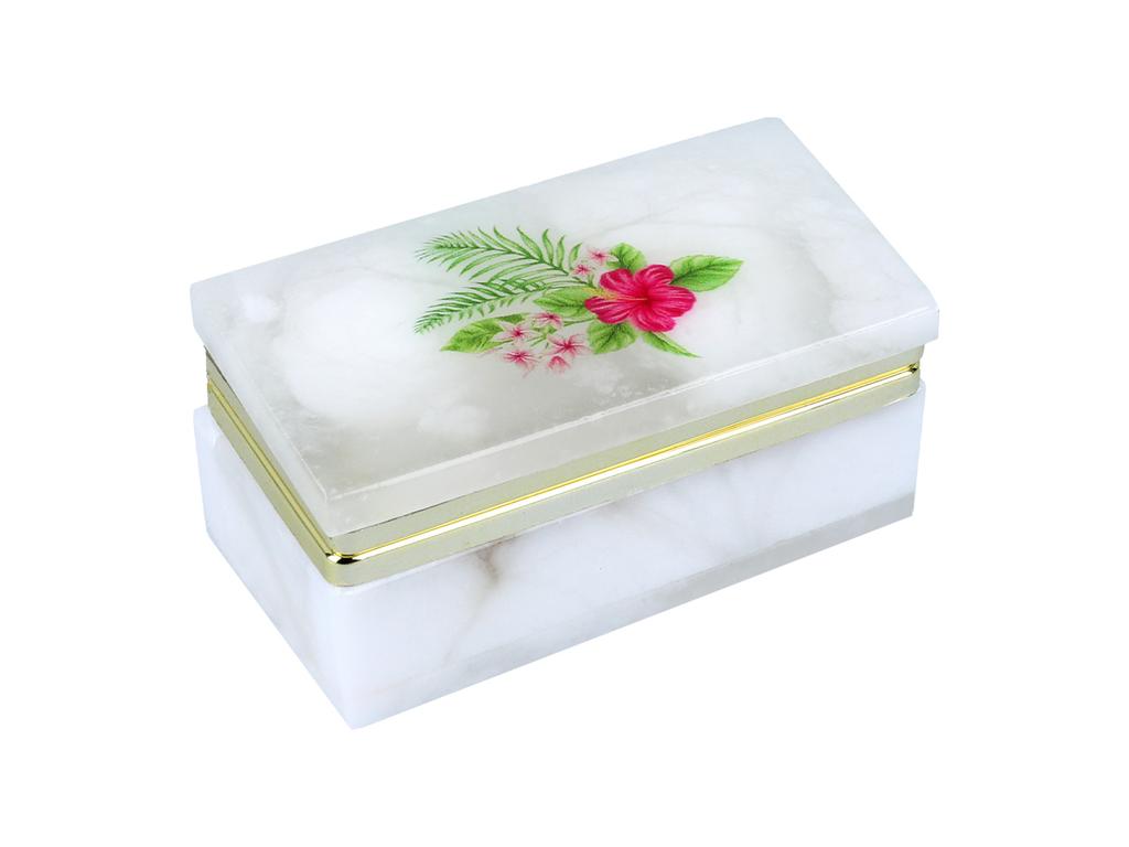 Rectangular Alabaster Box Container For Jewelry Box 8X4 Cm Gift