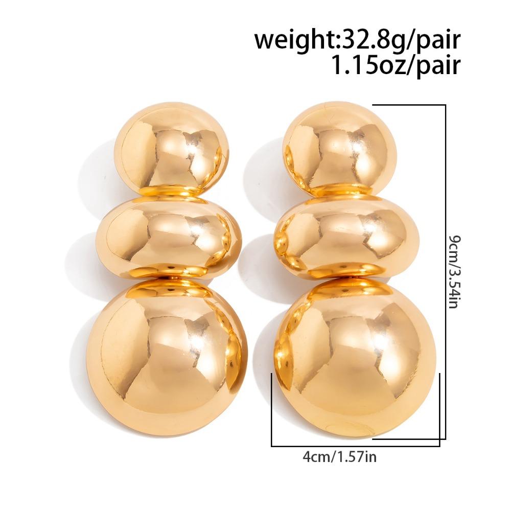Retro Exaggerated Geometric Round Design Earrings for Women European American Style Large Earrings Party Travel Jewelry Gift