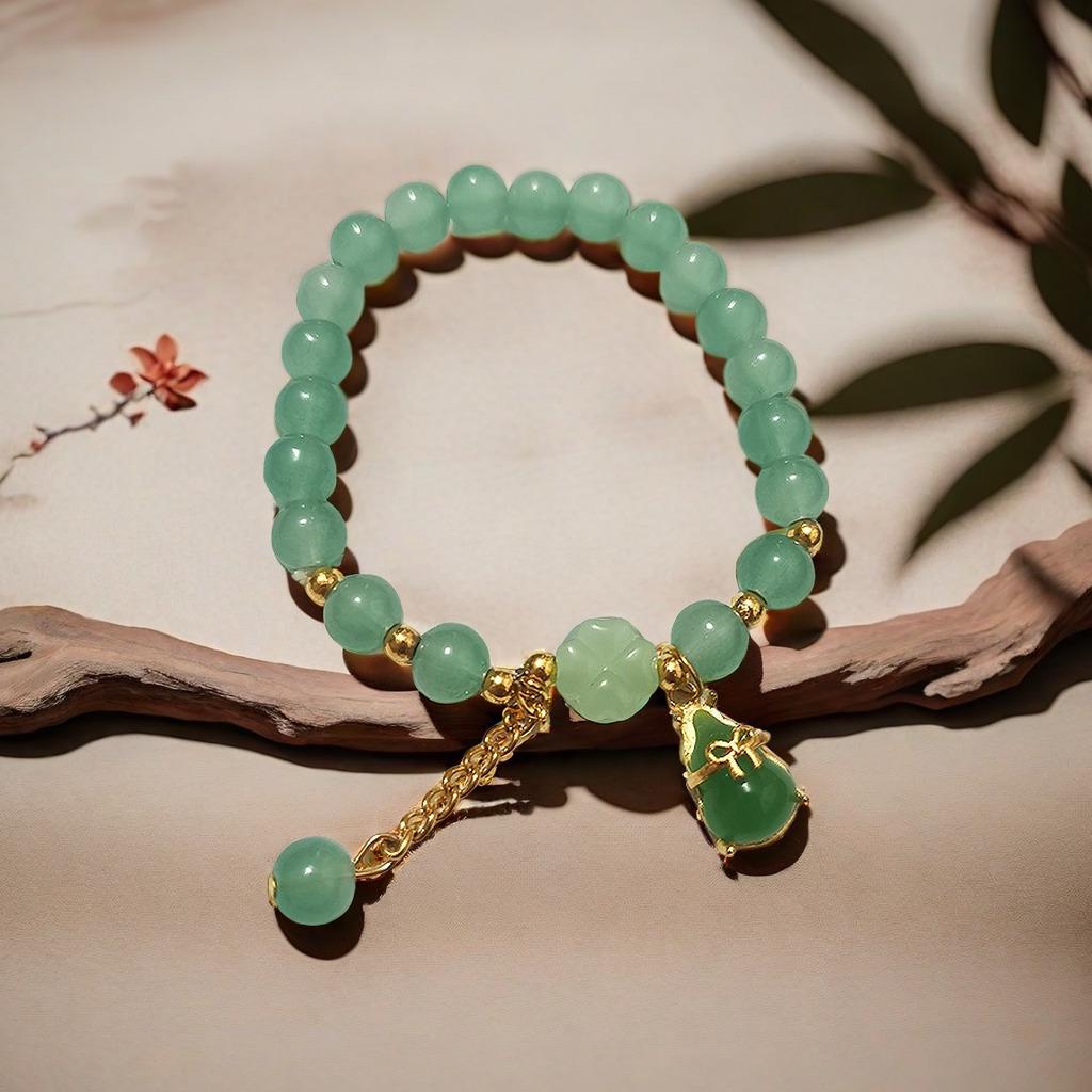 2025 Jadeite Green Jade Rabbit Bracelet: High-End Chinese Style, Year of the Snake, Elegant Women's Niche Beaded Design