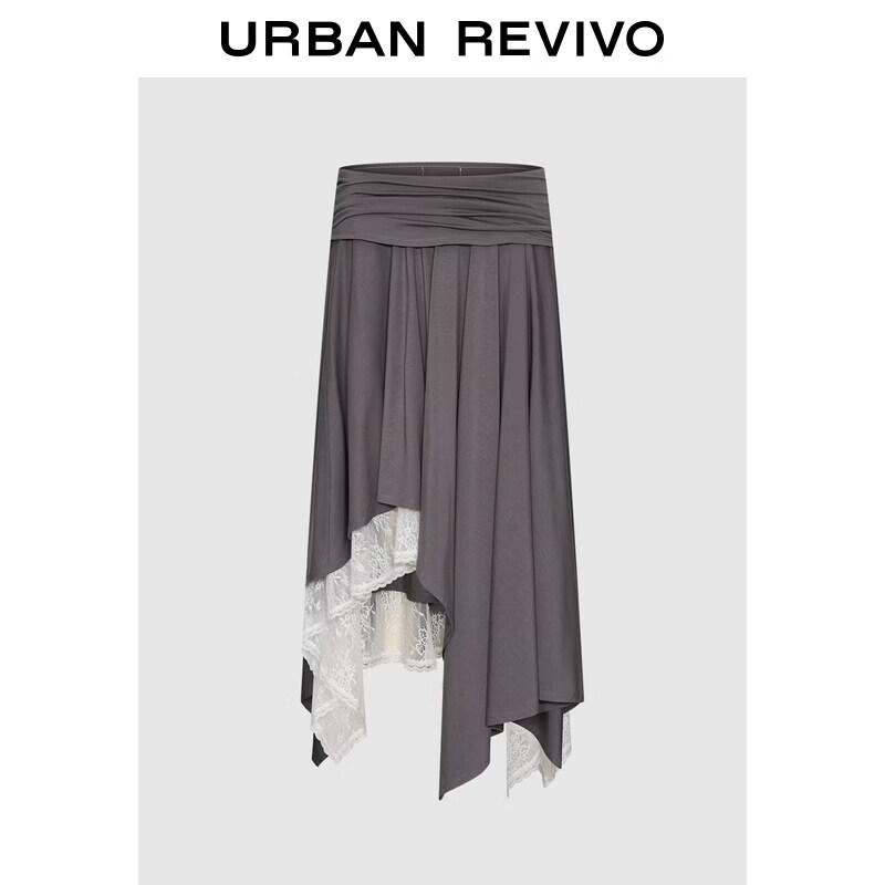 Women s Pleated Lace Irregular Hem Skirt XXS