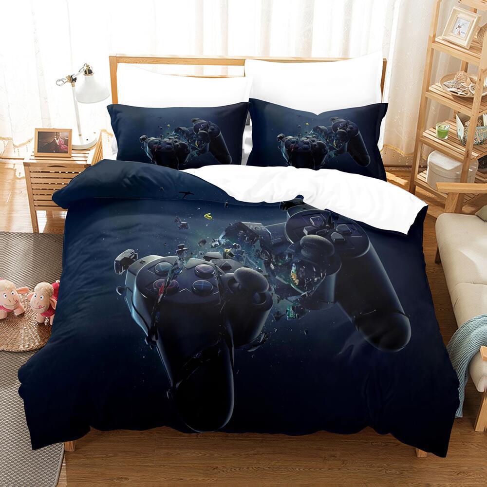 Cartoon Animation Digital Printing Keyboard Gamepad Bedding Three-Piece Microfiber Polyester Cotton Duvet