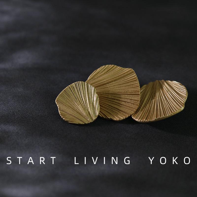 Gold Leaf-Shaped Metal Button for Mori Girl Style Cardigan, Shirt, Jacket, or Coat.