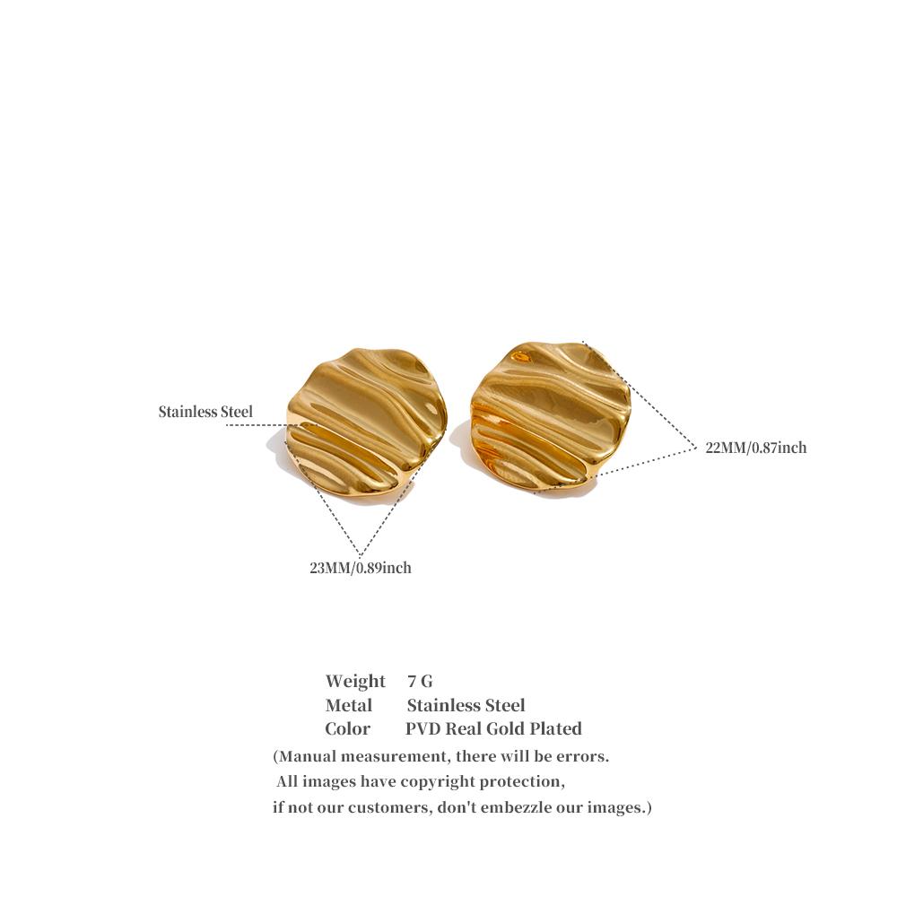 Yhpup 23*23mm Stainless Steel Round Daily Stud Earrings Gold Color PVD Plated Wholesale Versatile Lightweight Jewelry Waterproof