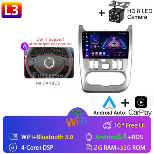 Android 13 2 din Radio Car Multimedia autoradio Pentru Renault Logan 1 Sandero 2009-2015 Dacia Duster Carplay 4G GPS 2din fără DVD