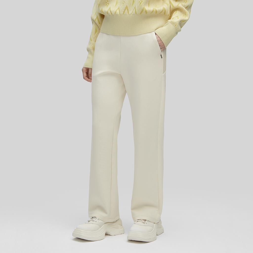 Fila Ensfargede rette strikkede fritidsbukser dame underdeler Off-White F11W414604F-IV