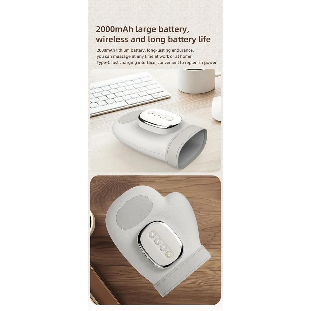 Cordless Electric Hand Massager with Airbag Compression, Heat & Vibration