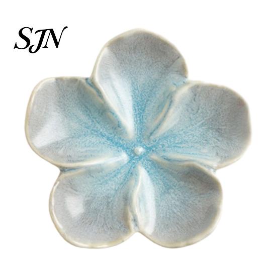 Unique Kiln Change Tableware Cherry Blossom Sauce Dish, Ceramic Sushi Soy Dipping Bowl, Small Appetizer Plates Decorative Seasoning Serving