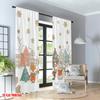 2pcs 2D Flat Printing Merry Christmas Curtains Cute Cartoon Animals Winter Holiday Digital Printed Polyester Drapes Family Party