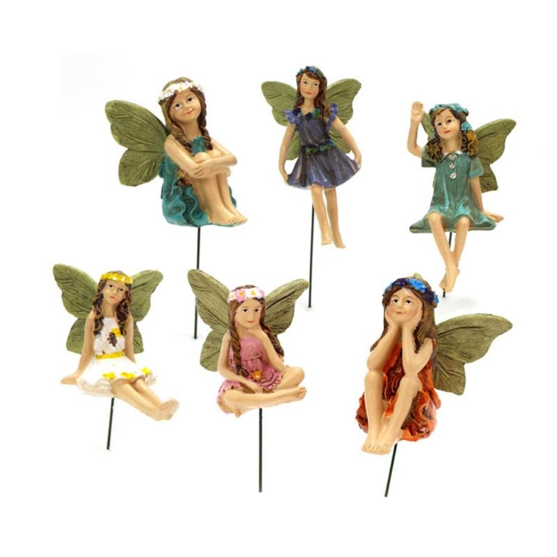 6pcs Fairy Garden Miniature Fairies Figurines Decoration Fairy Garden Accessories for Home Outdoor Yard Lawn Flower Pot