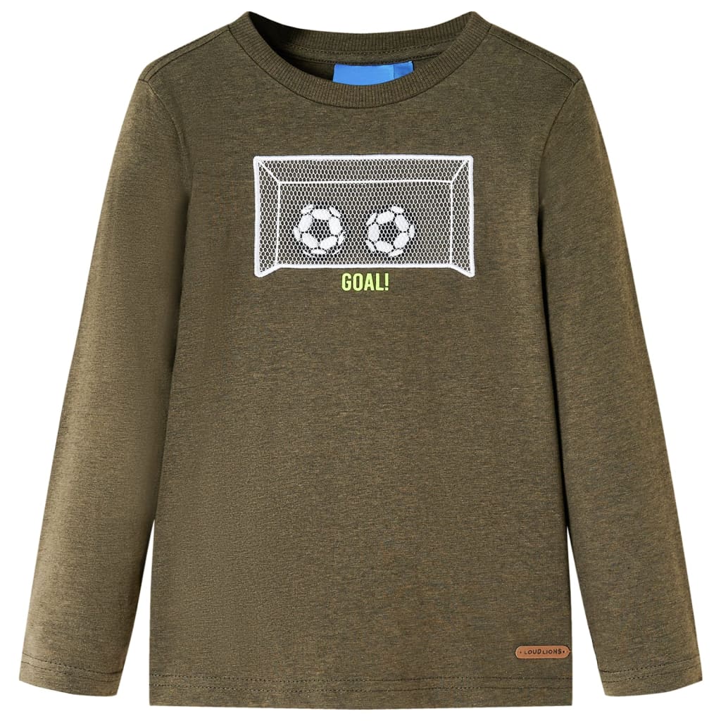 Kids Long Sleeve T Shirt Khaki Melange 116