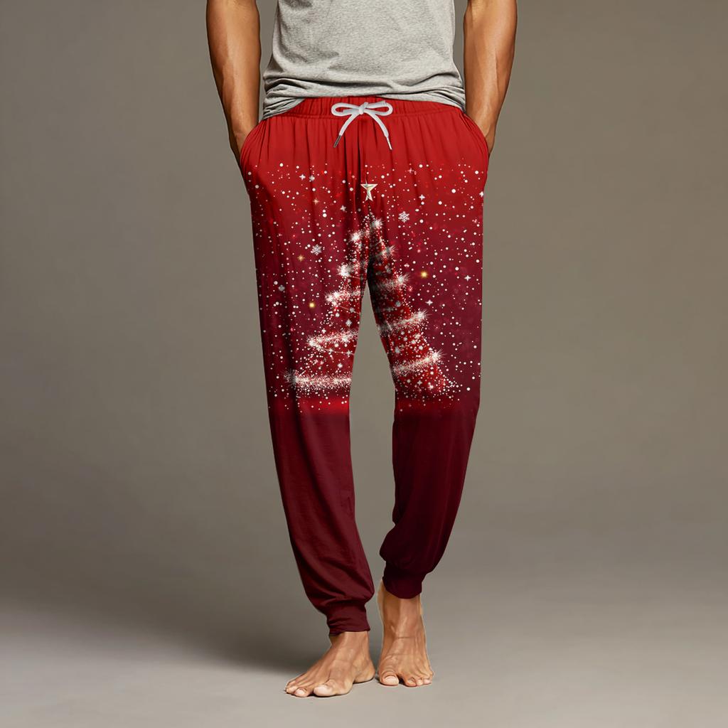 Herre Snøring Lomme Mansjett Fritidsbukser Hjem Sovebukser