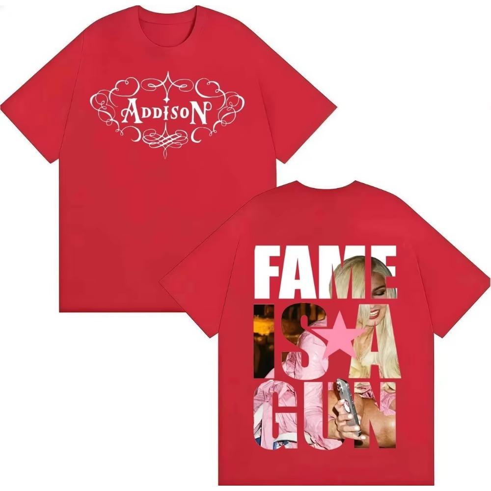Maglietta a maniche corte girocollo in cotone Y2K T-shirt Singer Addison Rae Hipster Uomo Donna T-shirt Musica Gotica